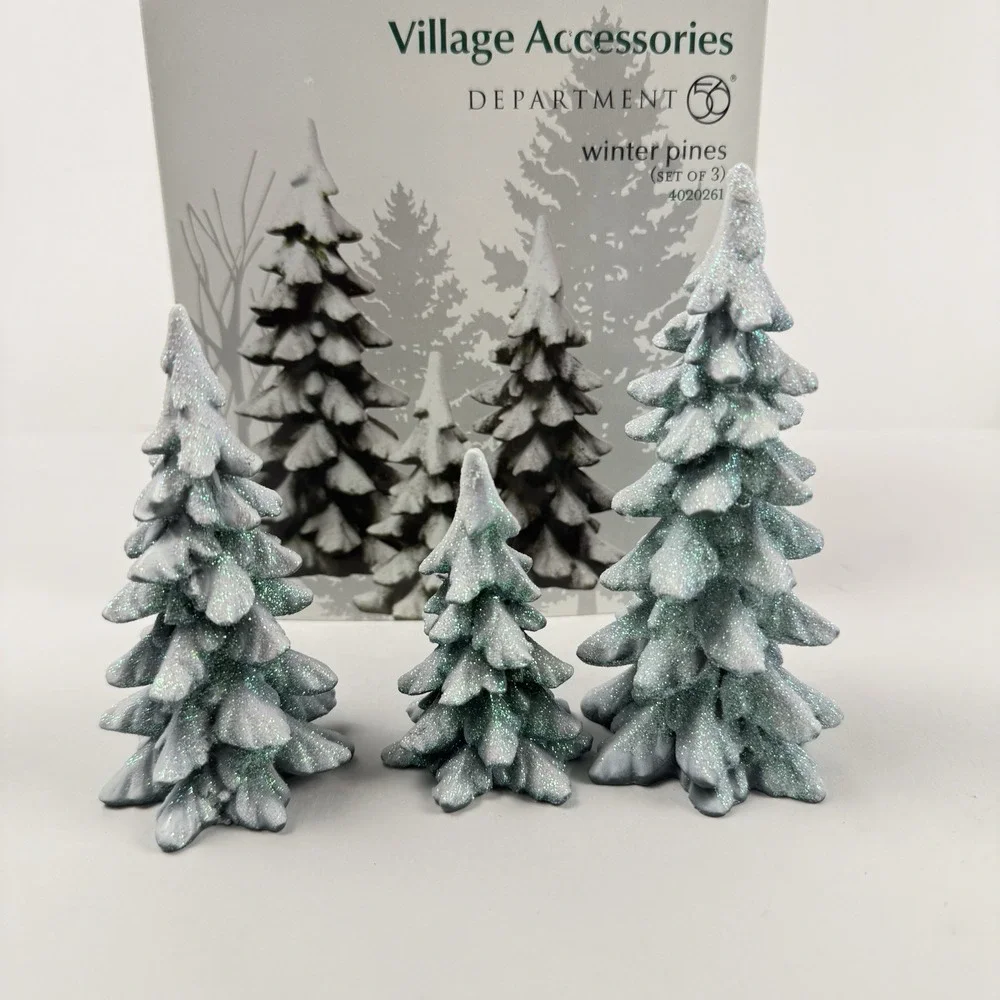 Department 56 Village Accessories Winter Pines Trees Christmas Set of 3 #4020261
